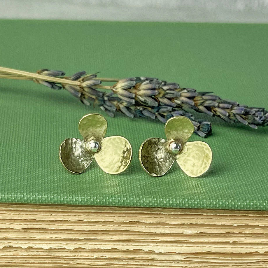 Large Brass Flower Studs
