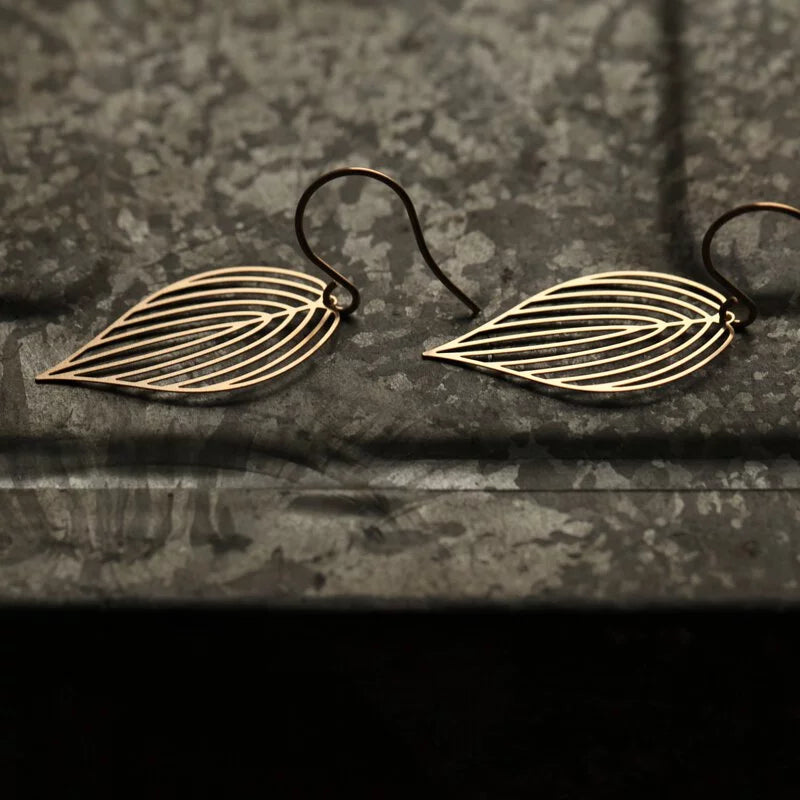 Leaf Earrings Gold - The Nancy Smillie Shop - Art, Jewellery & Designer Gifts Glasgow
