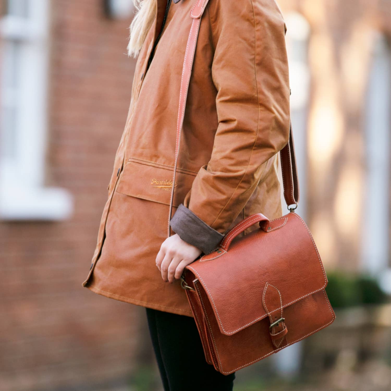 Light brown Leather Mini Satchel The Casablanca with flap and handle