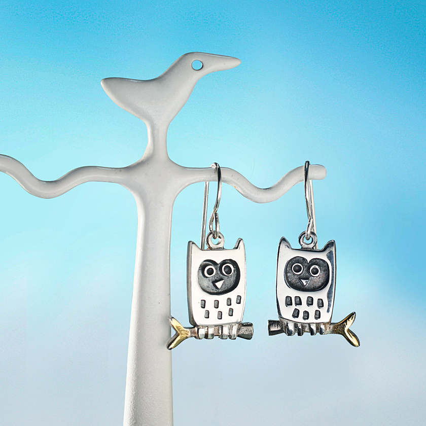 Little Owl Earrings - The Nancy Smillie Shop - Art, Jewellery & Designer Gifts Glasgow