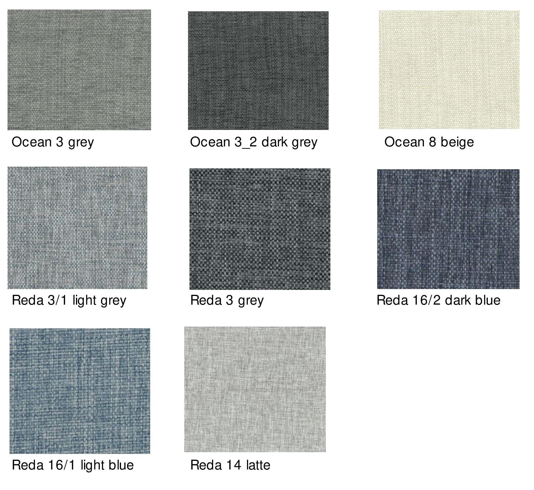 Lydia 2-seater sofa in grey with textured fabric swatches in beige and blue