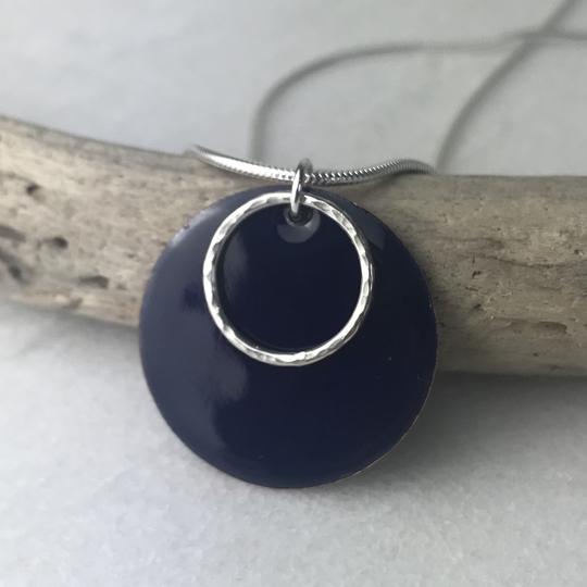 Mediterranean Blue Enamel Disc Necklace - The Nancy Smillie Shop - Art, Jewellery & Designer Gifts Glasgow