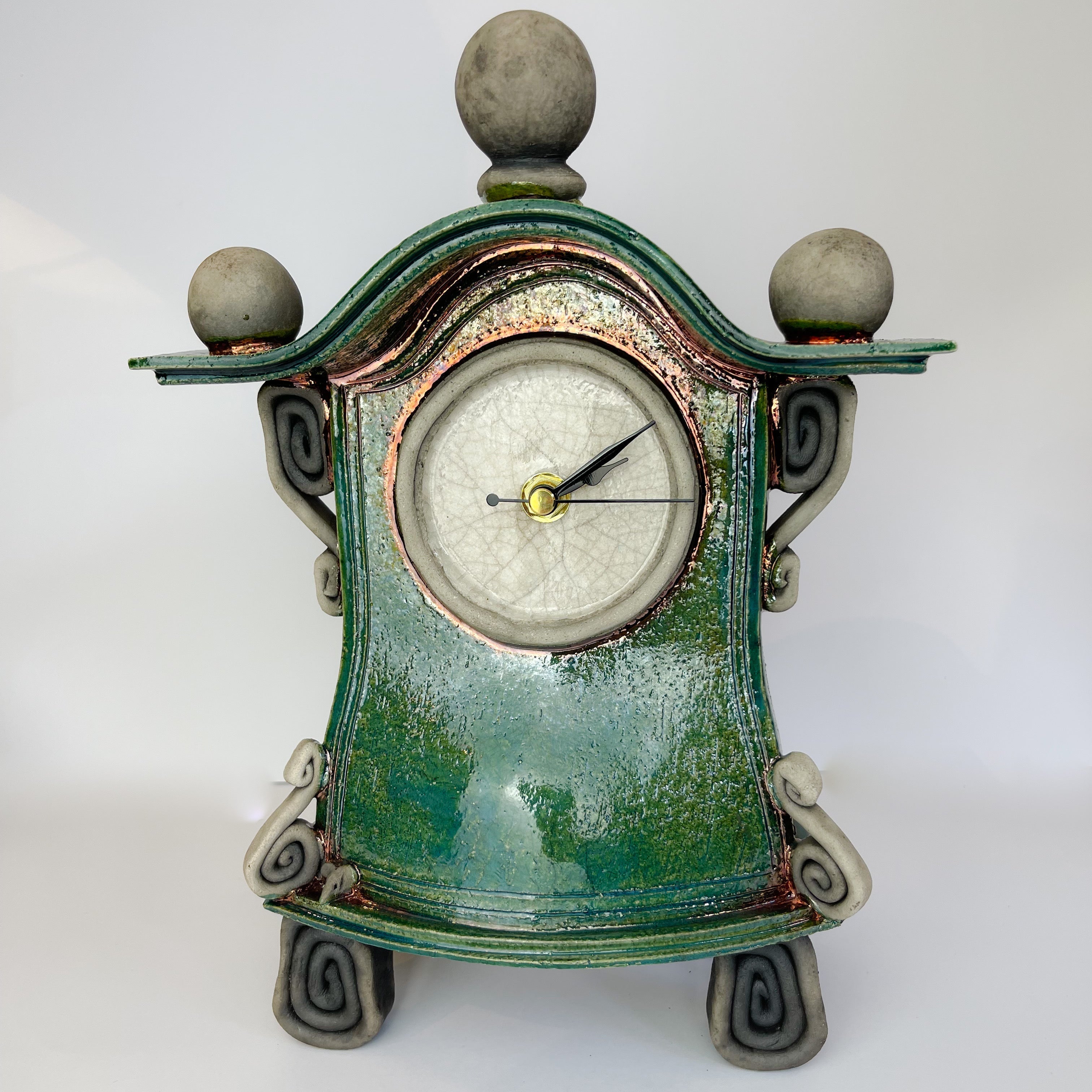 Medium Emerald & Bronze Clock - The Nancy Smillie Shop - Art, Jewellery & Designer Gifts Glasgow