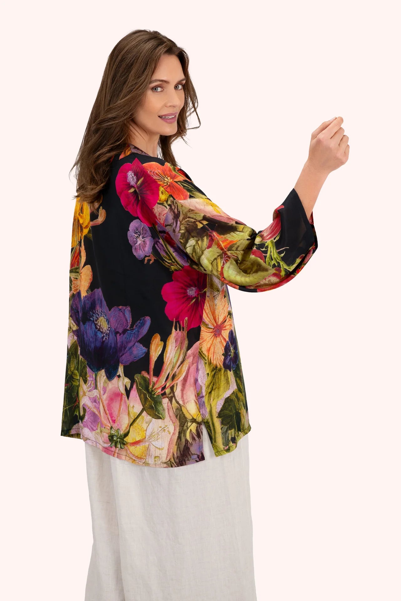 Midnight Posy Mid-length Kimono