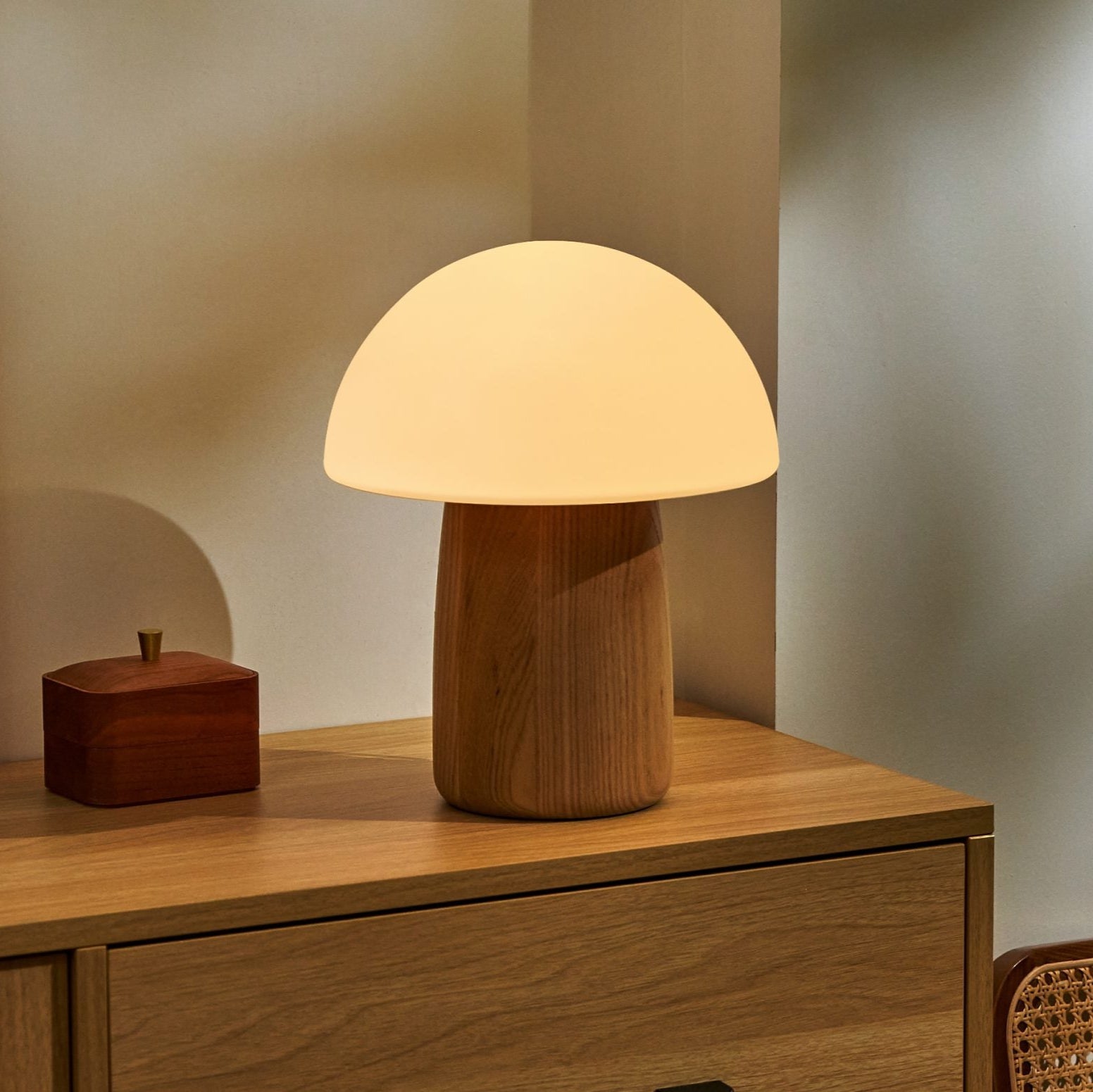 Mini Alice Mushroom Lamp in Walnut - All Lighting - Scotland