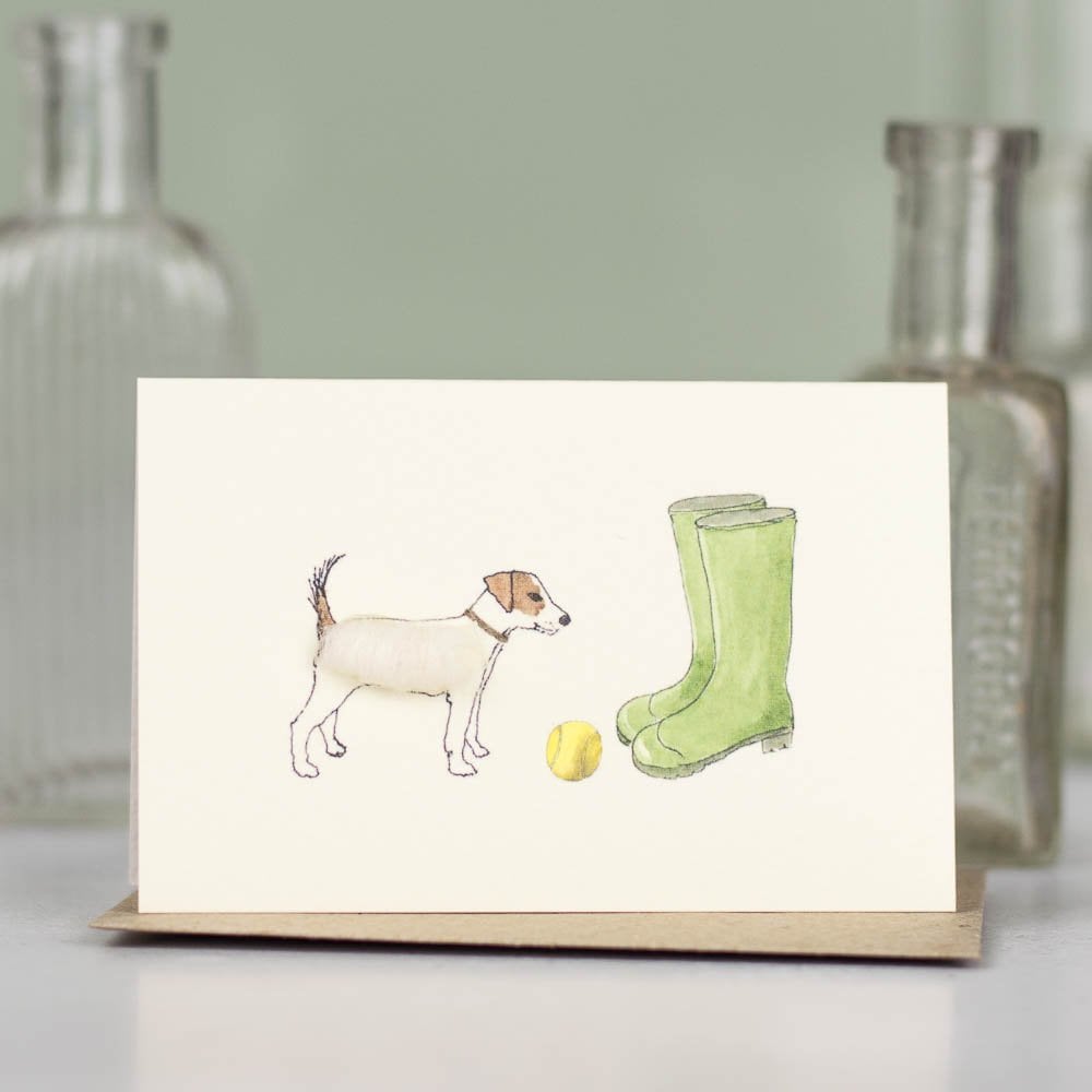 Mini Jack Russell And Wellies Card - The Nancy Smillie Shop - Art, Jewellery & Designer Gifts Glasgow