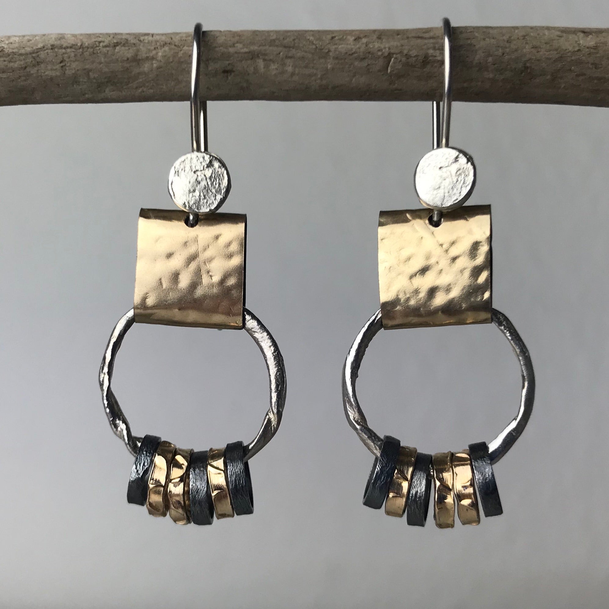 Mixed Metal Hoop Charm Earrings - The Nancy Smillie Shop - Art, Jewellery & Designer Gifts Glasgow