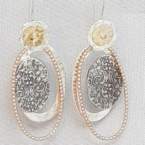 Mixed Metals Oval Earrings - The Nancy Smillie Shop - Art, Jewellery & Designer Gifts Glasgow