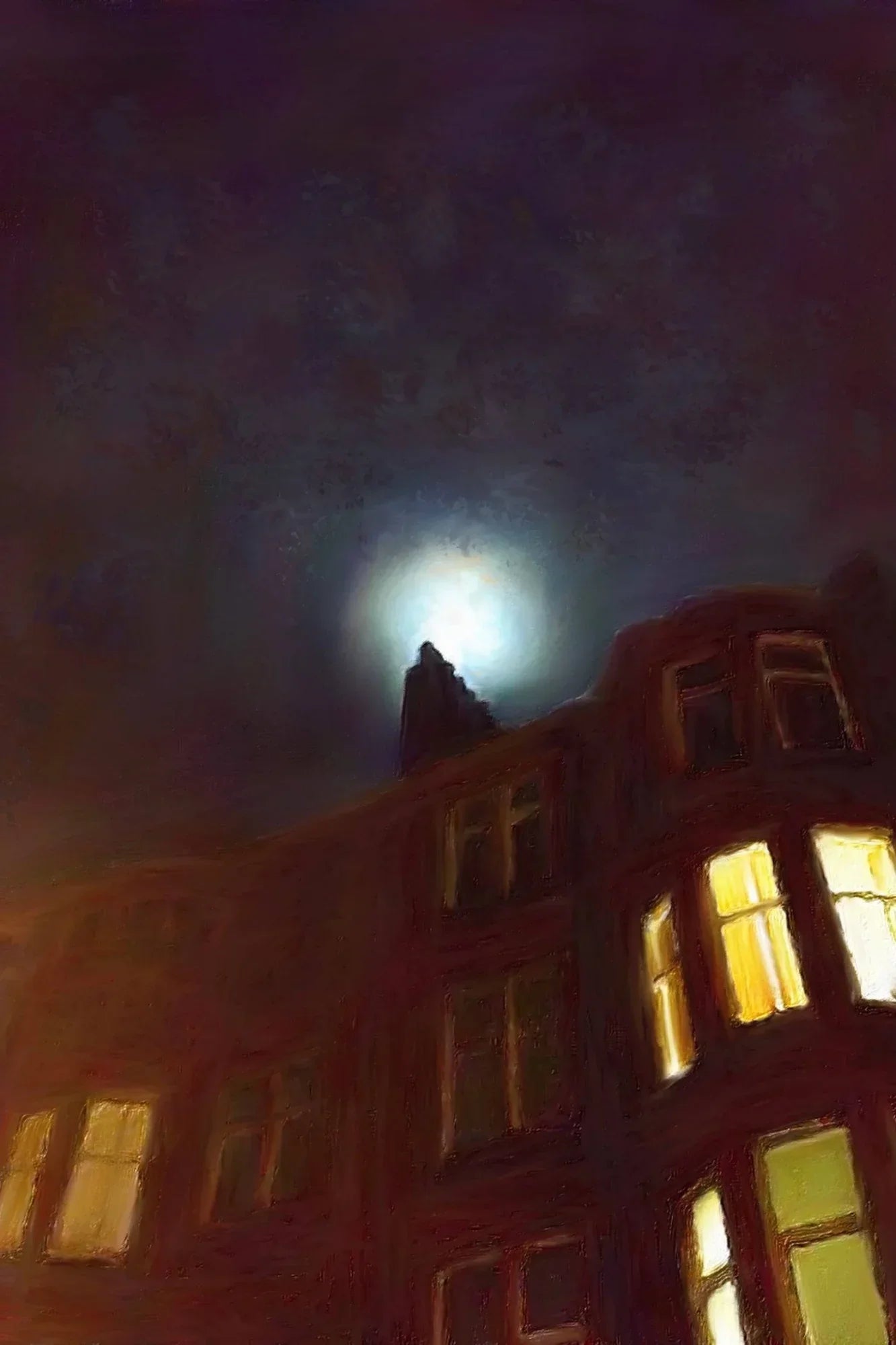 A Moonlit Tenement  | Statement Interior Wall Art from Scotland