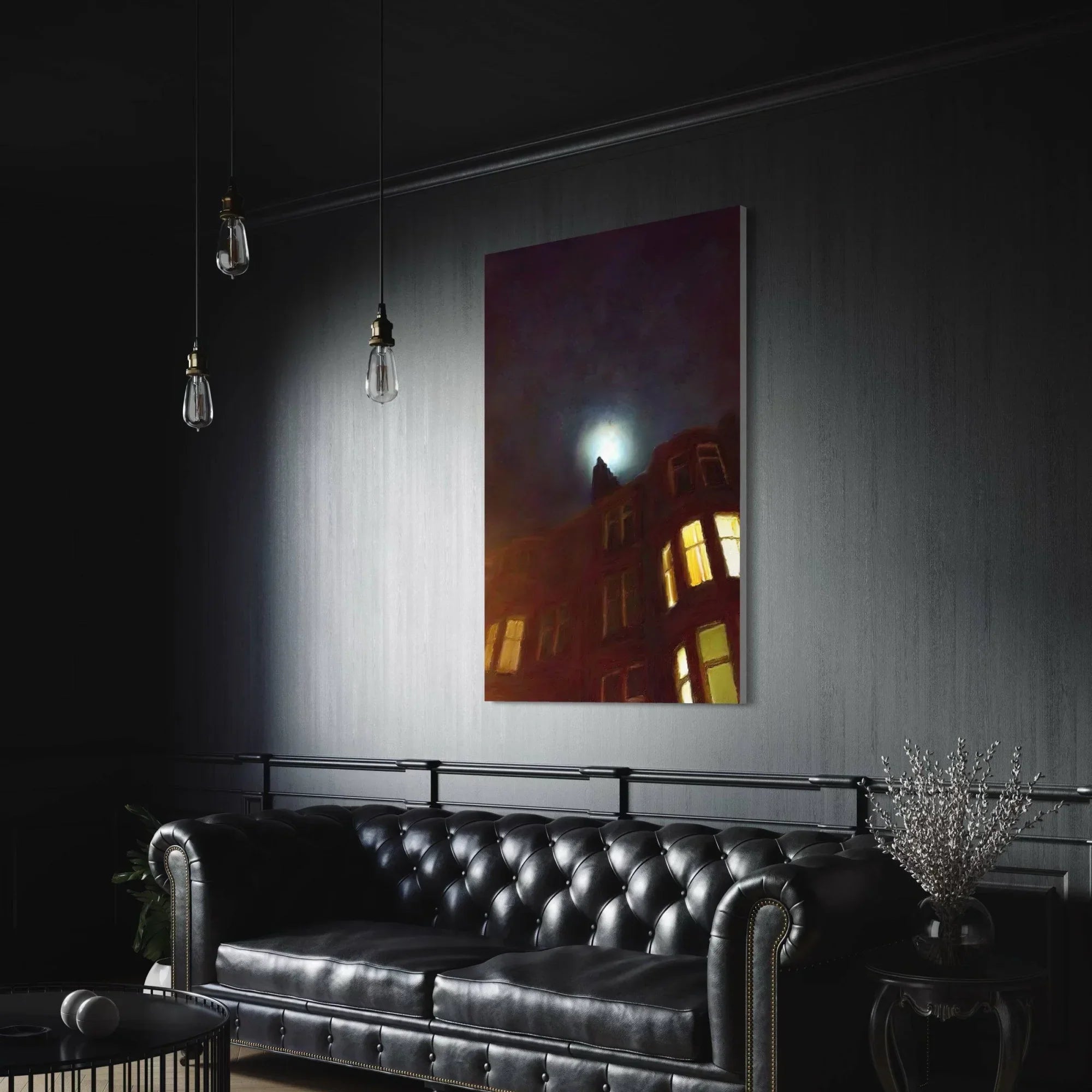 A Moonlit Tenement  | Statement Interior Wall Art from Scotland