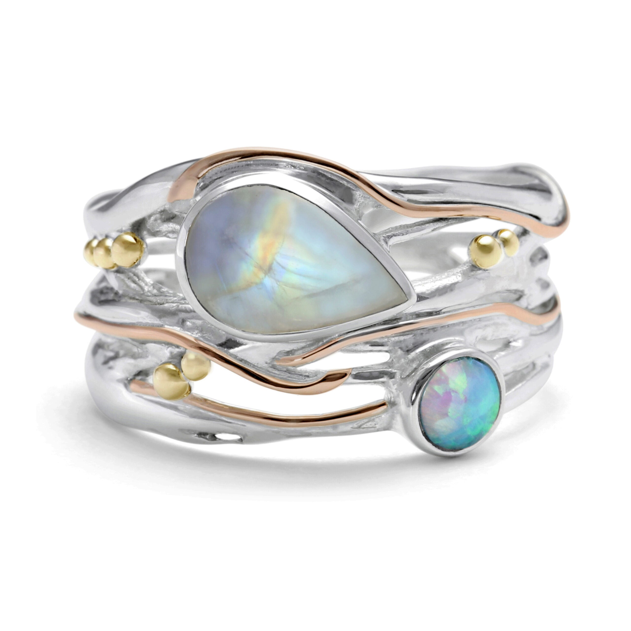 Moonstone & Fire Opal Ring - The Nancy Smillie Shop - Art, Jewellery & Designer Gifts Glasgow