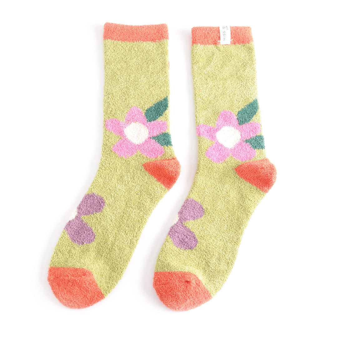 Moss Fluffy Flower Socks - Cosy up! - Scotland