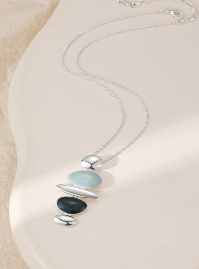 Blue Stacked Stones Necklace