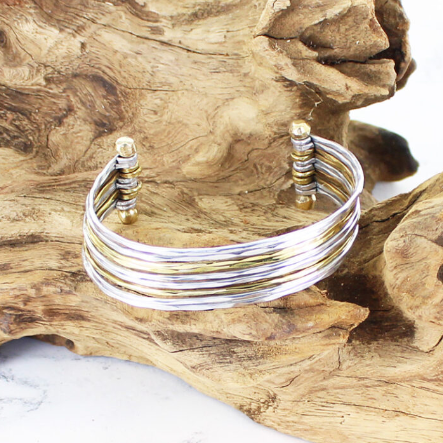 Narrow Silver and Gold Bar Cuff - The Nancy Smillie Shop - Art, Jewellery & Designer Gifts Glasgow