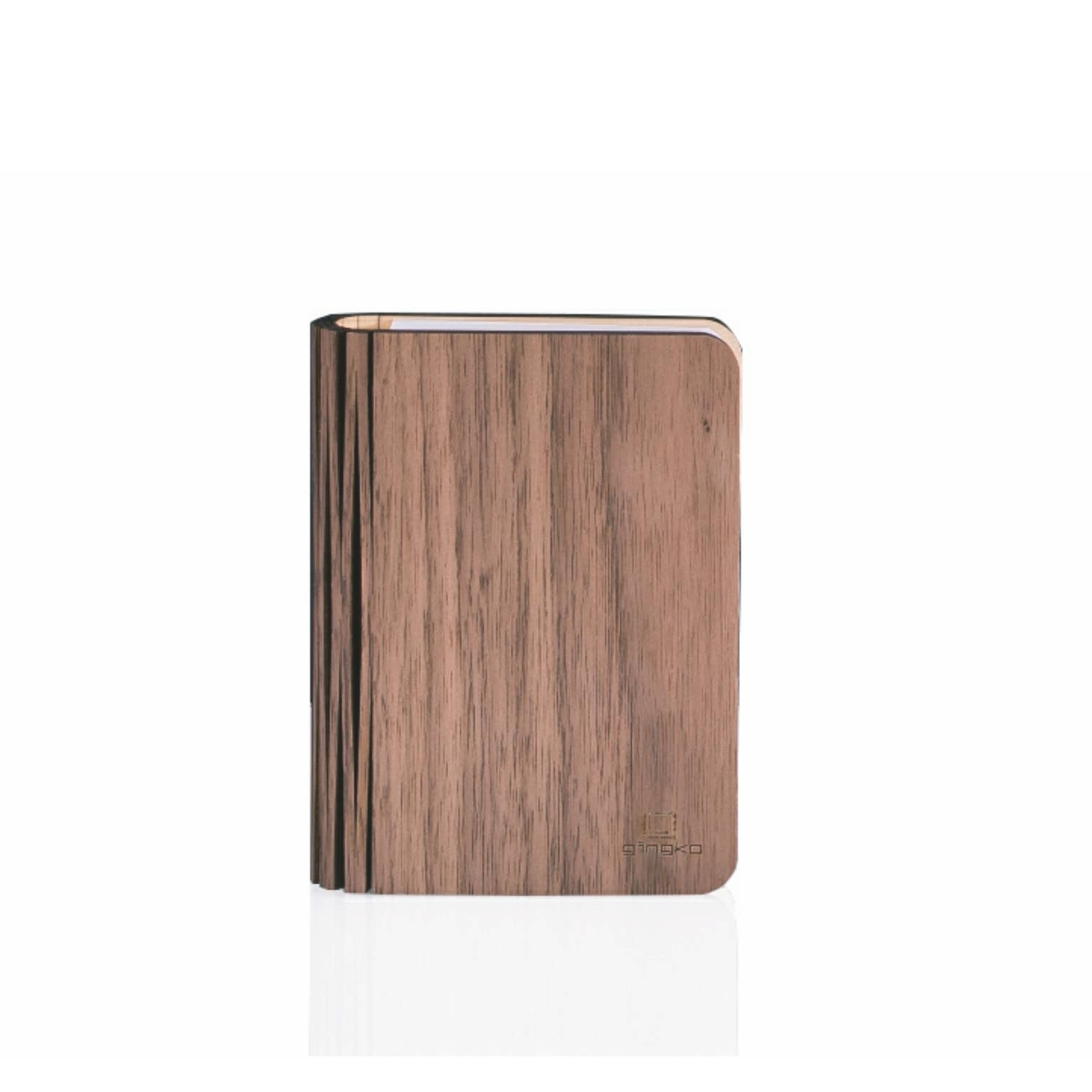 Sleek maple mini natural wood smart book light with rose gold trim
