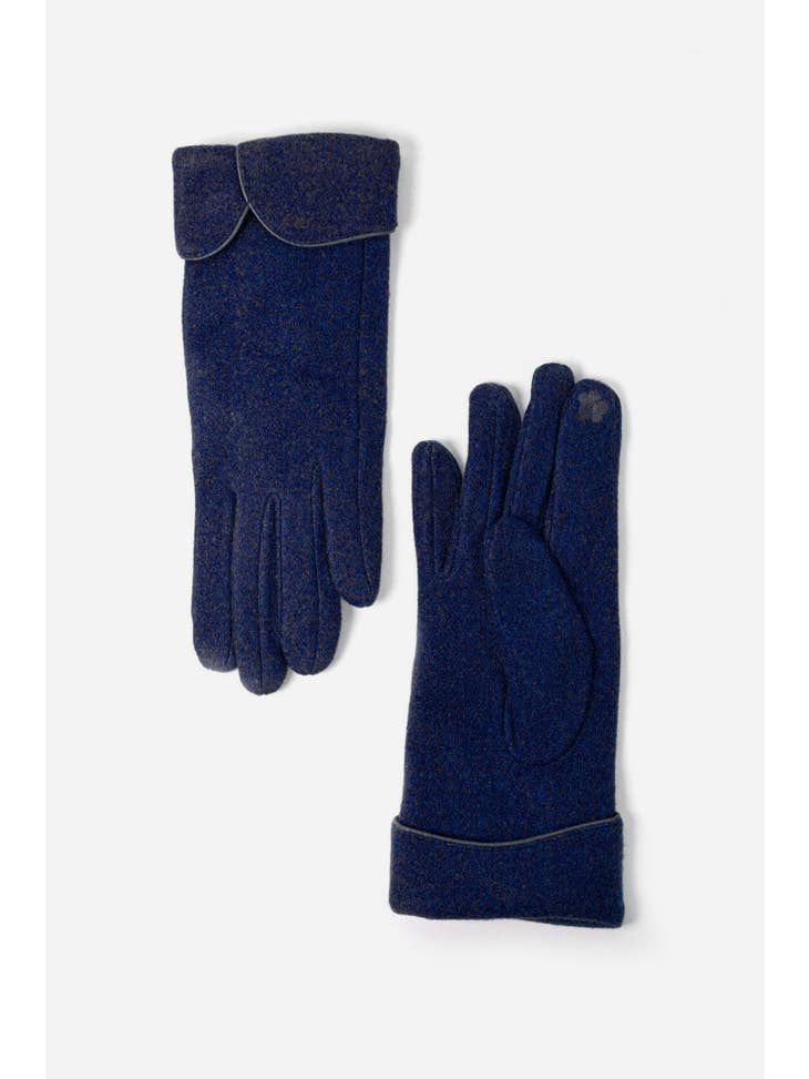 Navy Blue Fold Over Gloves - The Nancy Smillie Shop - Art, Jewellery & Designer Gifts Glasgow