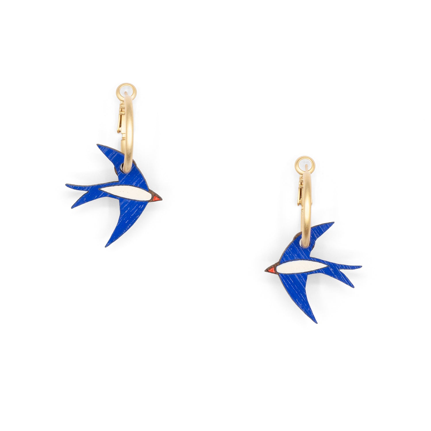 Navy Blue Swallow Hoop Earrings - The Nancy Smillie Shop - Art, Jewellery & Designer Gifts Glasgow