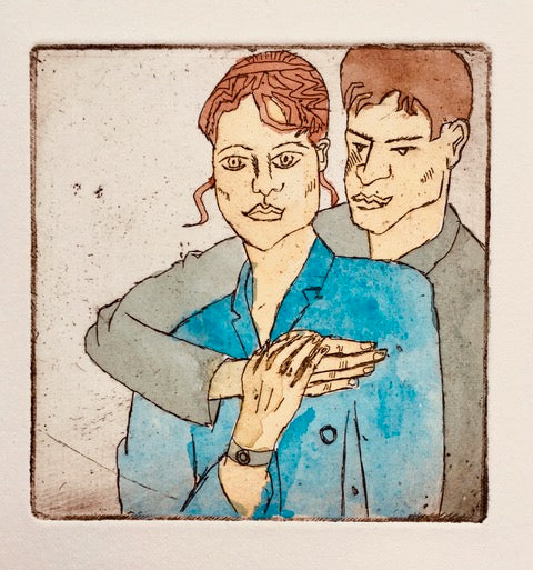 "New Couple" Lino Cut Framed Print - The Nancy Smillie Shop - Art, Jewellery & Designer Gifts Glasgow