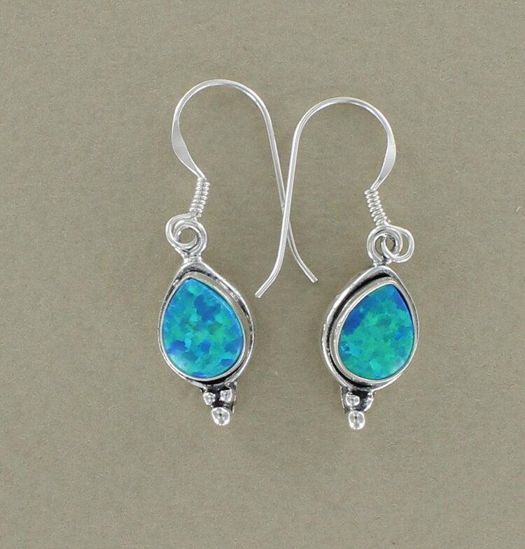 Ocean Blue Teardrop Opal Earrings - The Nancy Smillie Shop - Art, Jewellery & Designer Gifts Glasgow