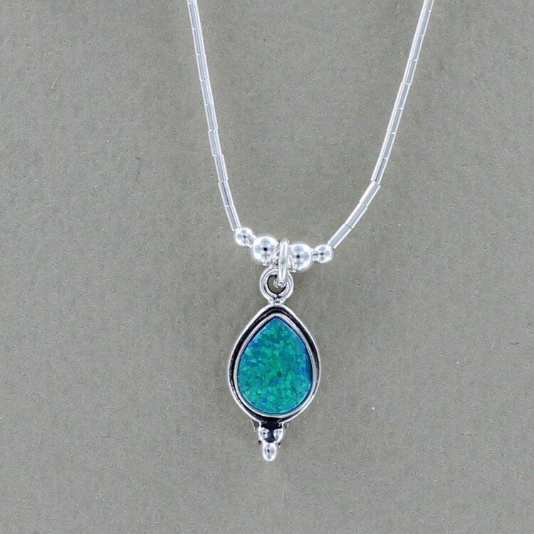 Ocean Blue Teardrop Opal Necklace - The Nancy Smillie Shop - Art, Jewellery & Designer Gifts Glasgow