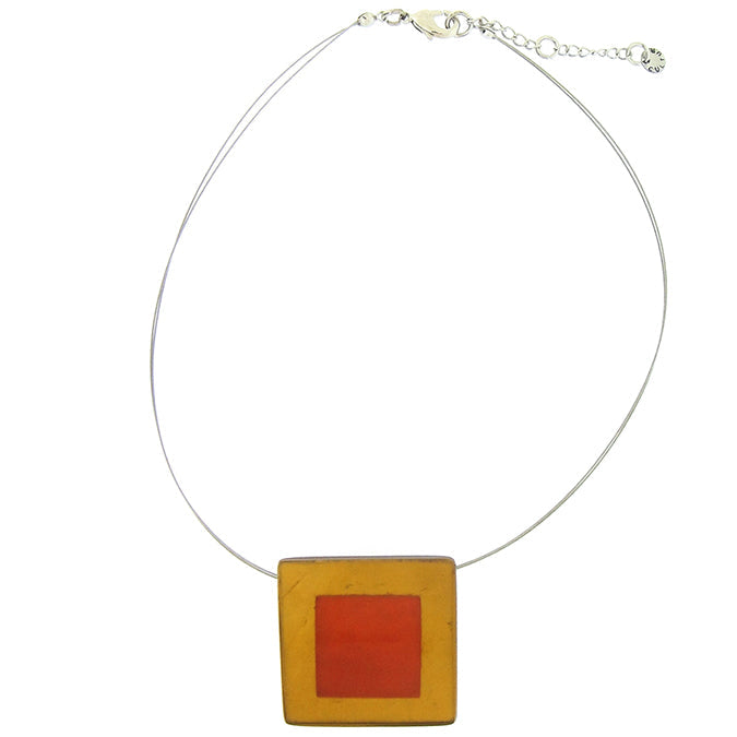 Ochre Square Pendant - The Nancy Smillie Shop - Art, Jewellery & Designer Gifts Glasgow