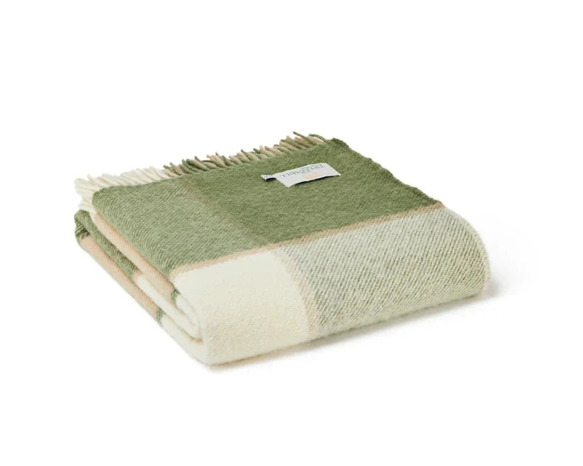 Olive Block Check Throw - The Nancy Smillie Shop - Art, Jewellery & Designer Gifts Glasgow