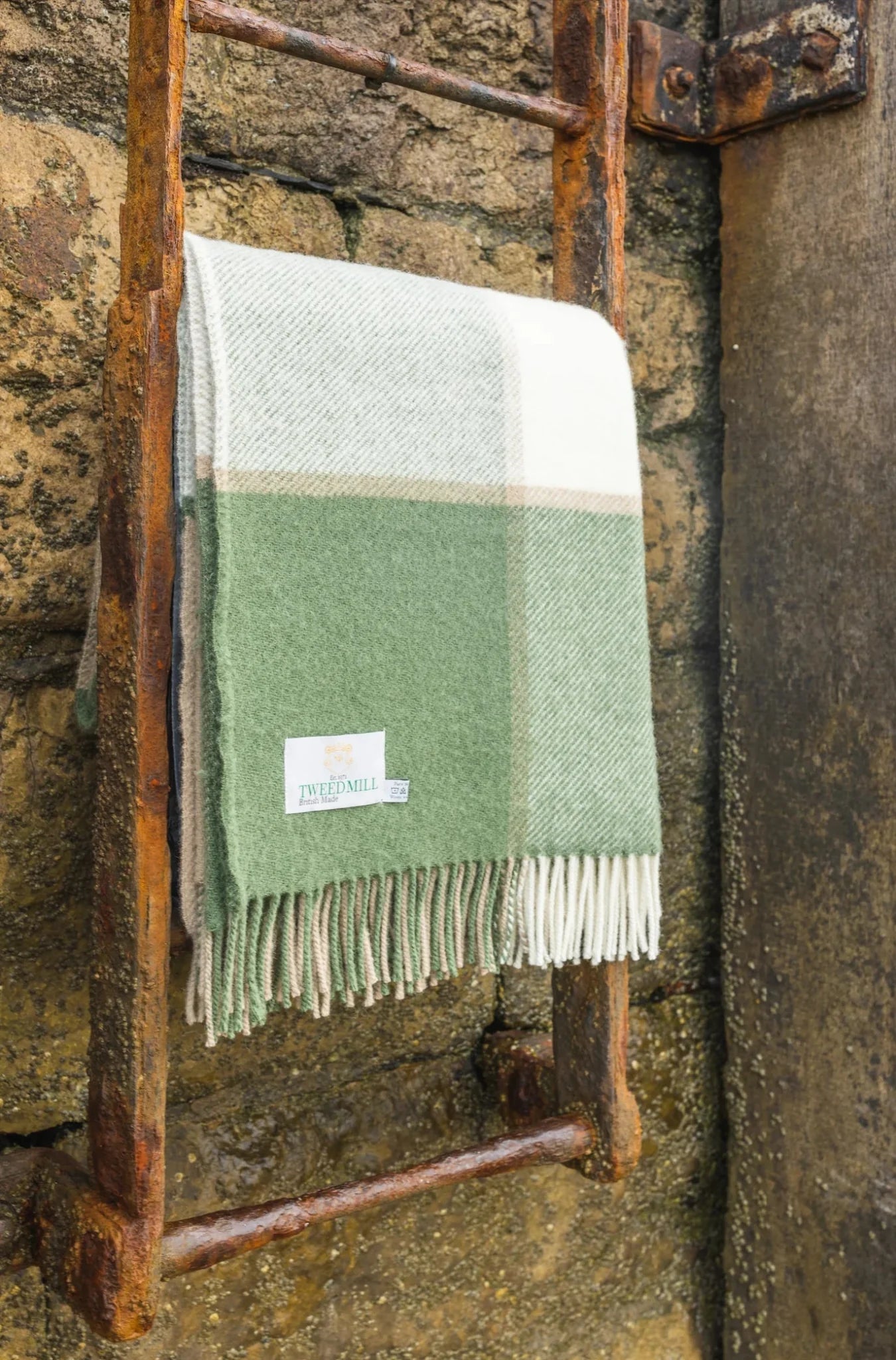 Olive Block Check Throw - The Nancy Smillie Shop - Art, Jewellery & Designer Gifts Glasgow