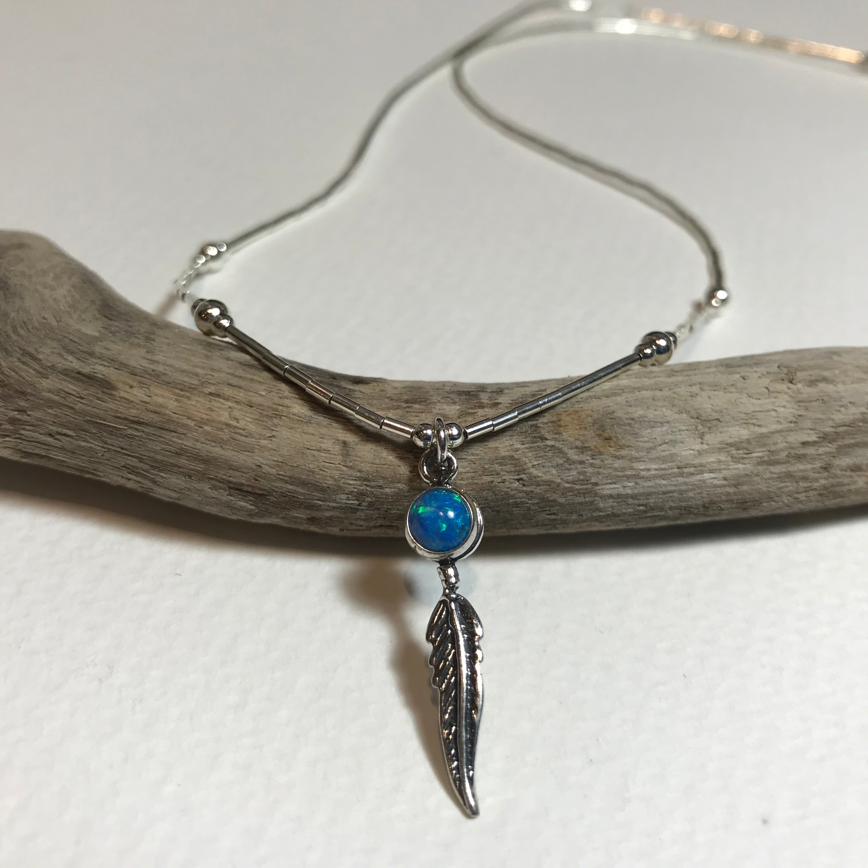 Opal Feather Necklace - The Nancy Smillie Shop - Art, Jewellery & Designer Gifts Glasgow