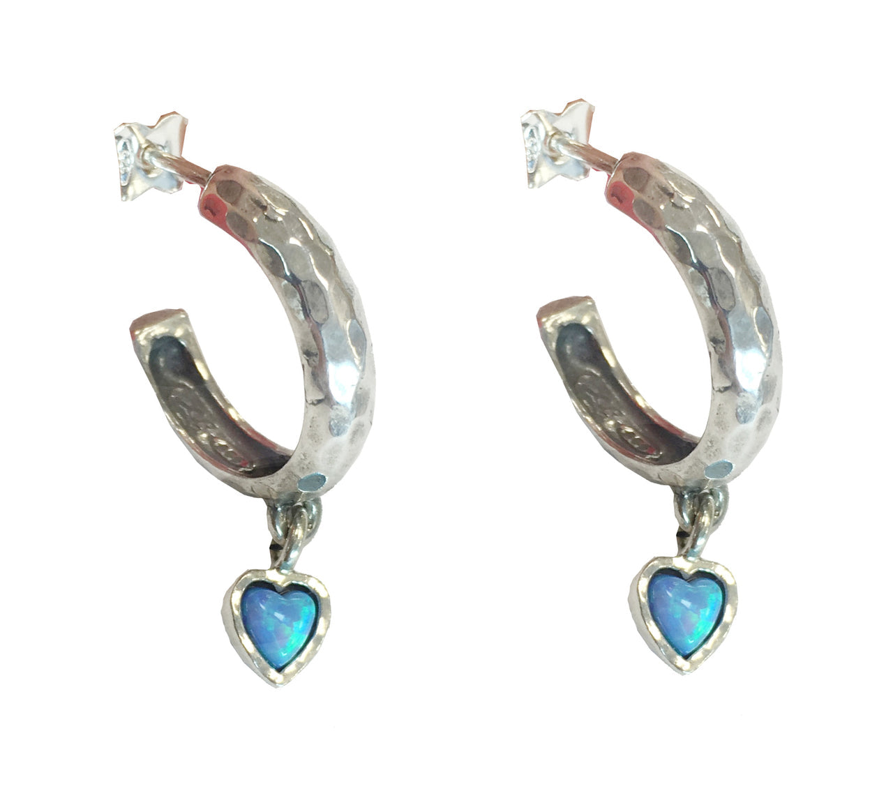 Opal Heart Hoop Earrings - The Nancy Smillie Shop - Art, Jewellery & Designer Gifts Glasgow