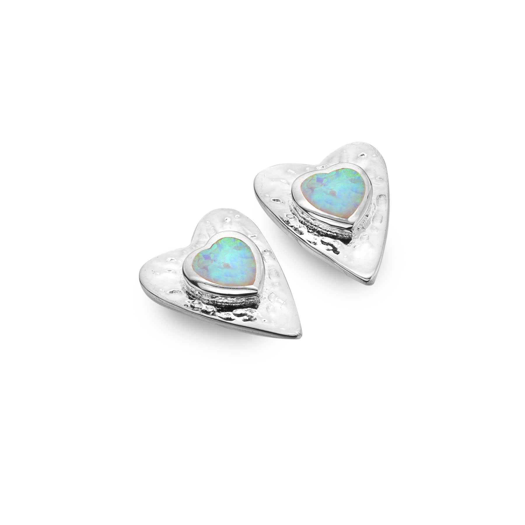 Opal Heart Stud Earrings - The Nancy Smillie Shop - Art, Jewellery & Designer Gifts Glasgow