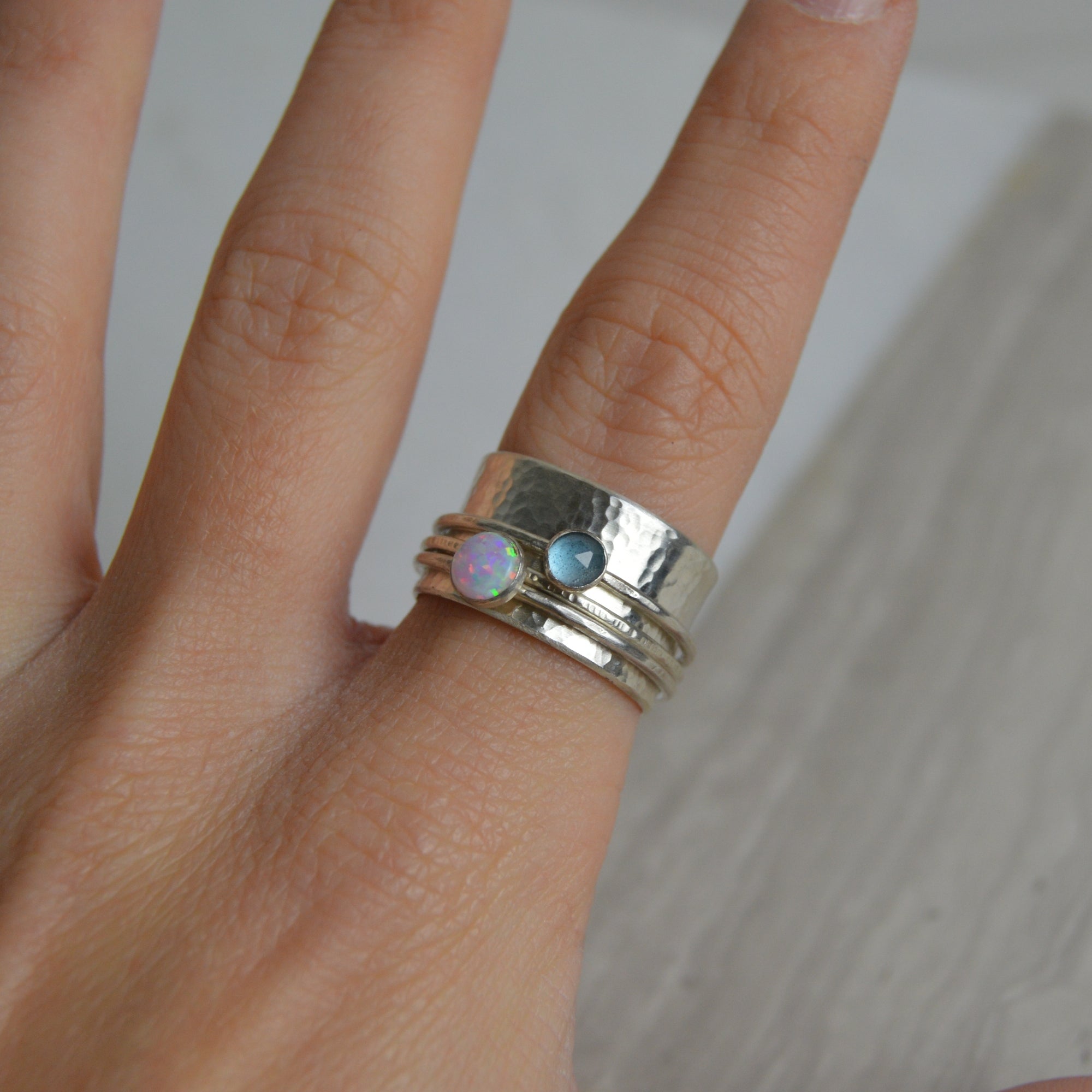 Opal & Topaz Spinning Ring - Made to order - The Nancy Smillie Shop - Art, Jewellery & Designer Gifts Glasgow