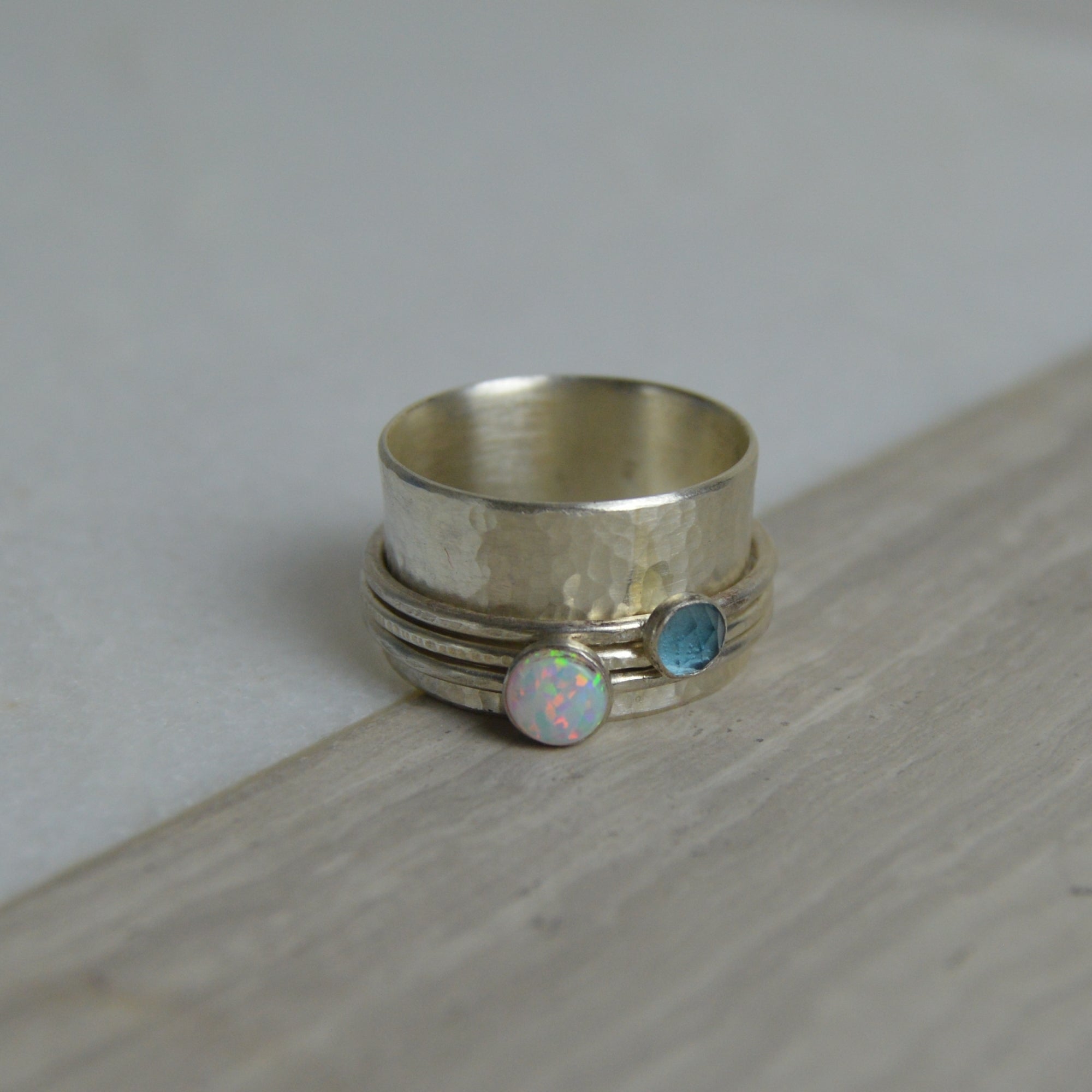 Opal & Topaz Spinning Ring - Made to order - The Nancy Smillie Shop - Art, Jewellery & Designer Gifts Glasgow