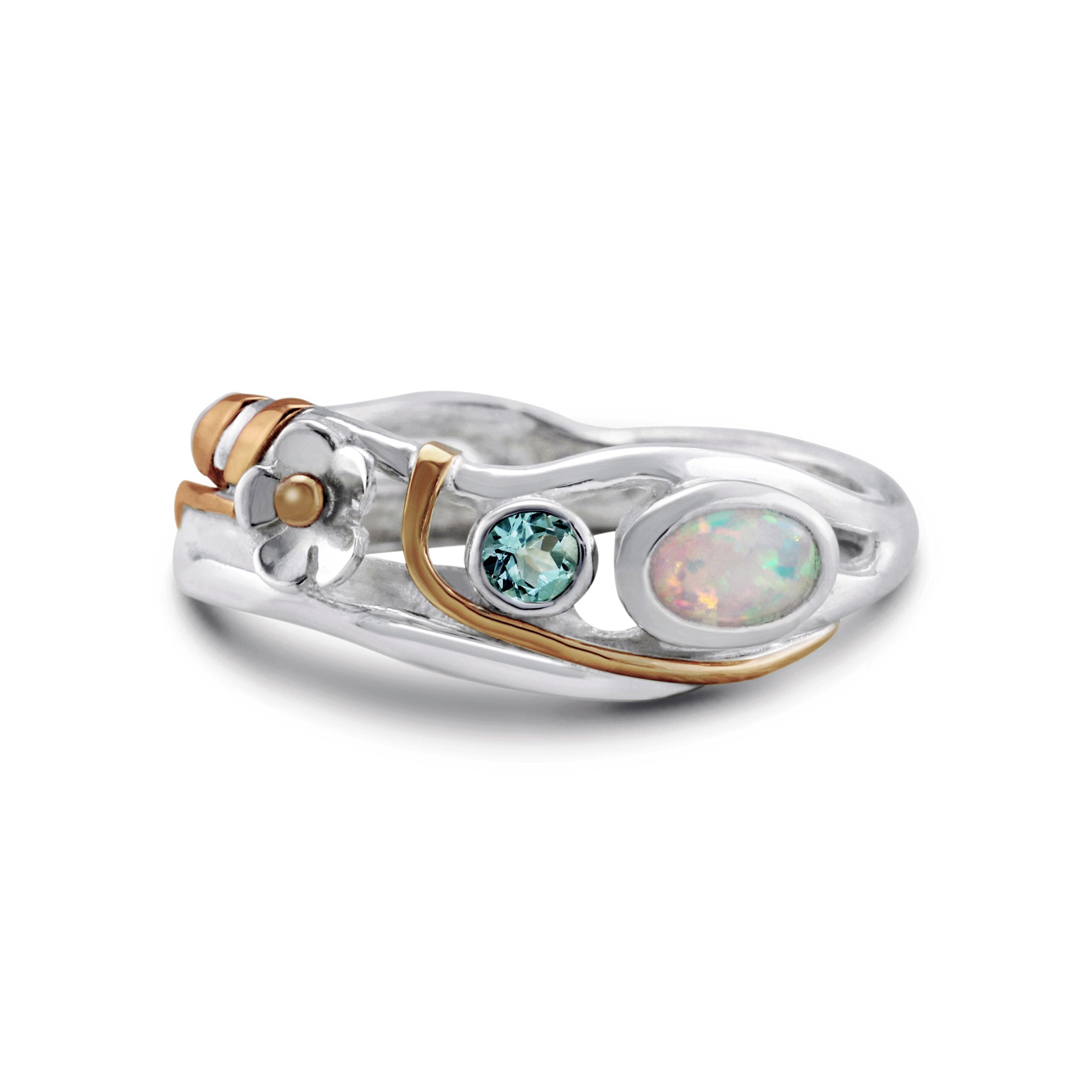 Opalite Topaz Flower Ring - The Nancy Smillie Shop - Art, Jewellery & Designer Gifts Glasgow