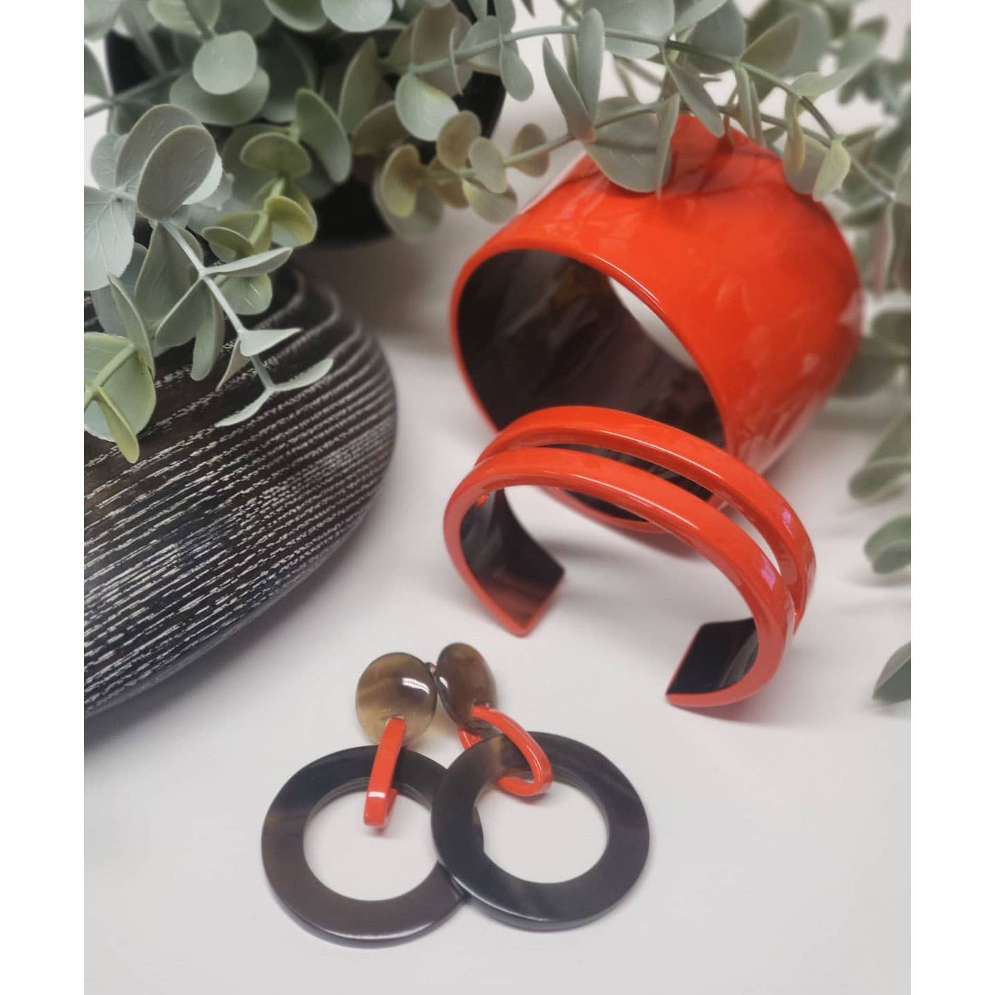 Orange horn Cuff Bracelet bangle jewellery mothers day gift: Medium - AVADA - Best Sellers - Scotland