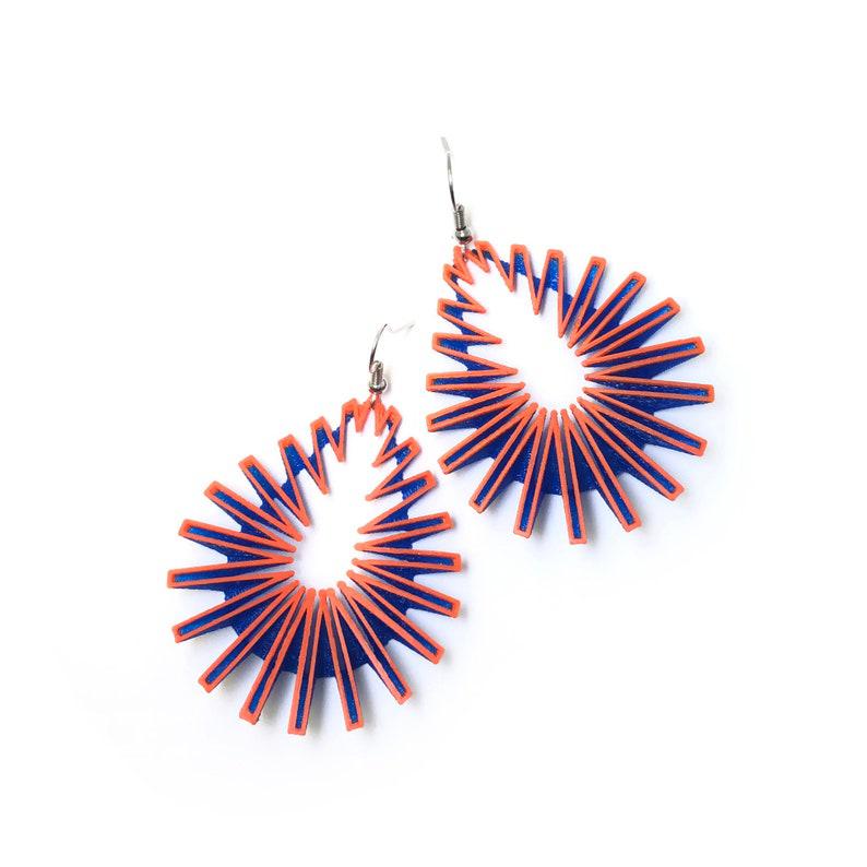 Orange on Blue Drop Earrings - The Nancy Smillie Shop - Art, Jewellery & Designer Gifts Glasgow