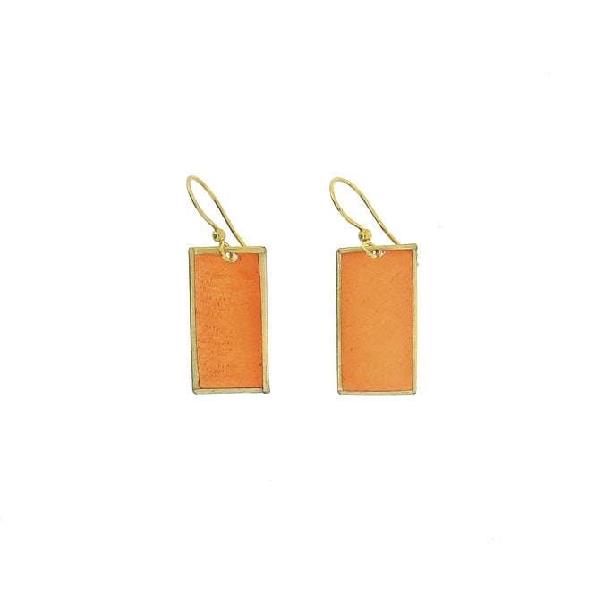 Orange Rectangular Earrings - The Nancy Smillie Shop - Art, Jewellery & Designer Gifts Glasgow