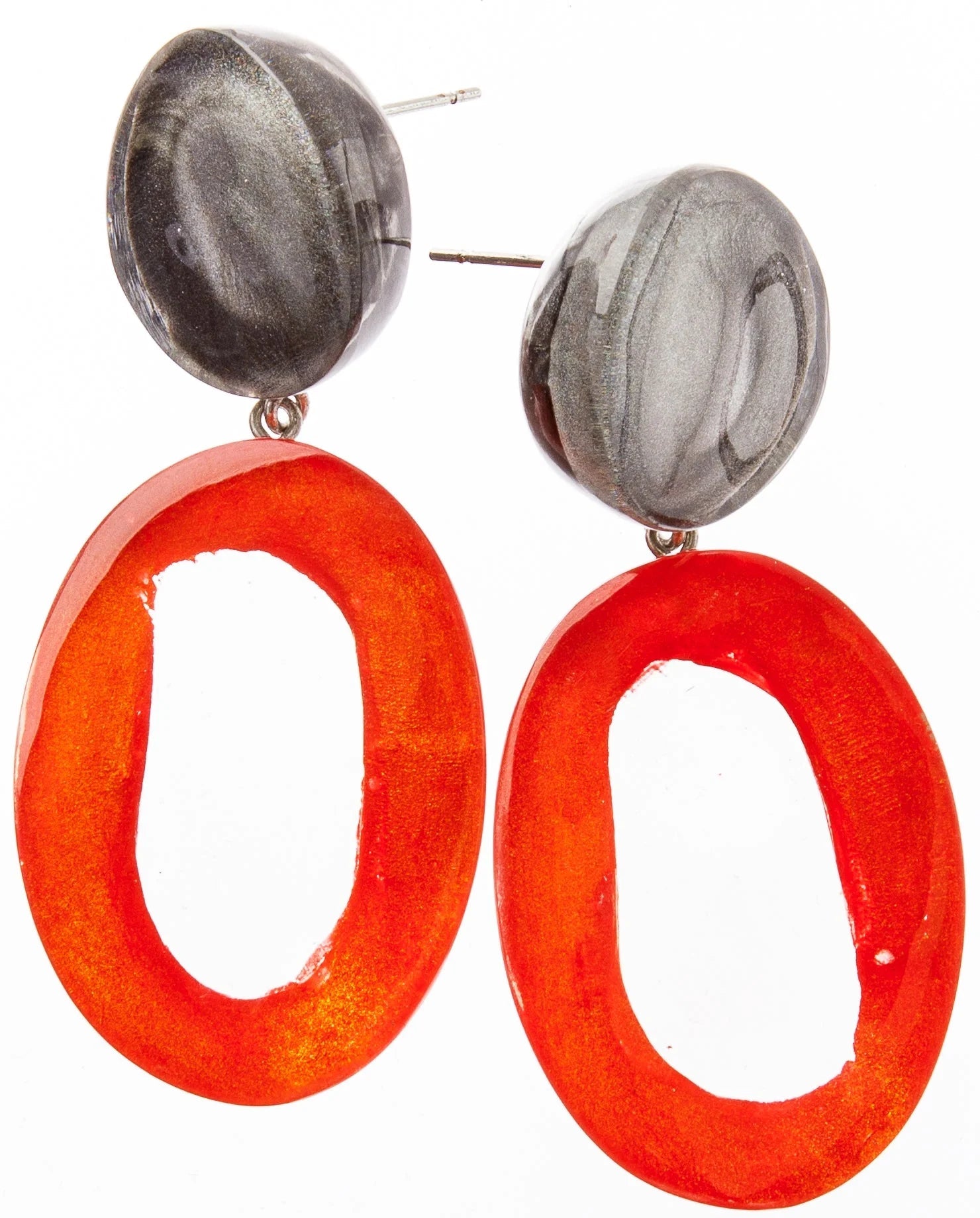 Orange/Grey Earrings - The Nancy Smillie Shop - Art, Jewellery & Designer Gifts Glasgow