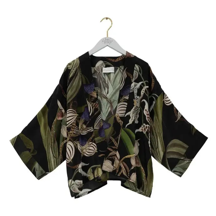 Orchid Black Crepe Kimono