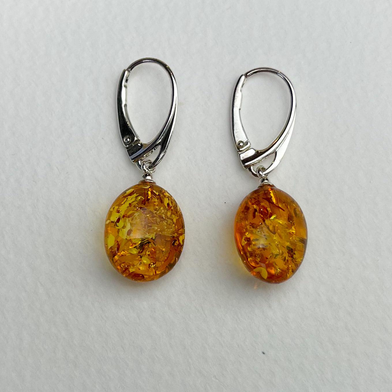 Oval Drop Amber Earrings - The Nancy Smillie Shop - Art, Jewellery & Designer Gifts Glasgow