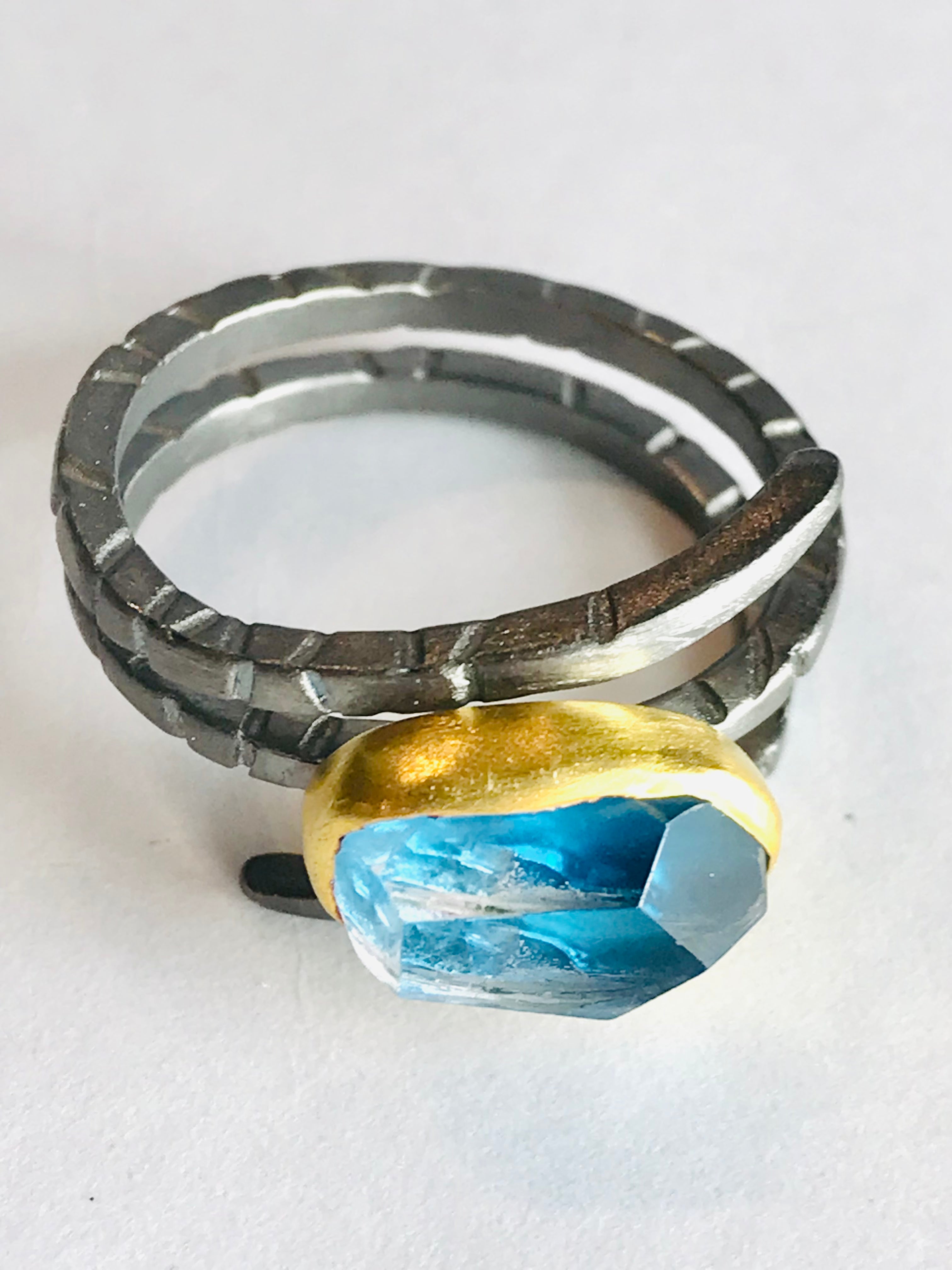 Oxidised Silver Ring with Natural Gemstone Apatite - The Nancy Smillie Shop - Art, Jewellery & Designer Gifts Glasgow