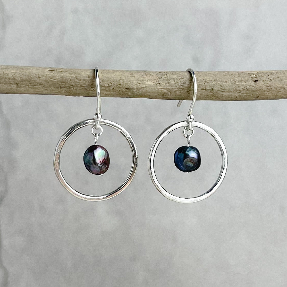 Peacock Pearl Hoop Earrings - The Nancy Smillie Shop - Art, Jewellery & Designer Gifts Glasgow