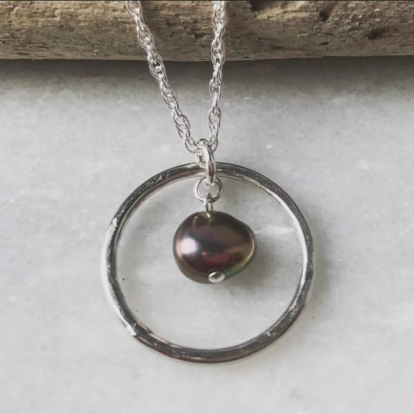 Peacock Pearl Hoop Necklace - The Nancy Smillie Shop - Art, Jewellery & Designer Gifts Glasgow