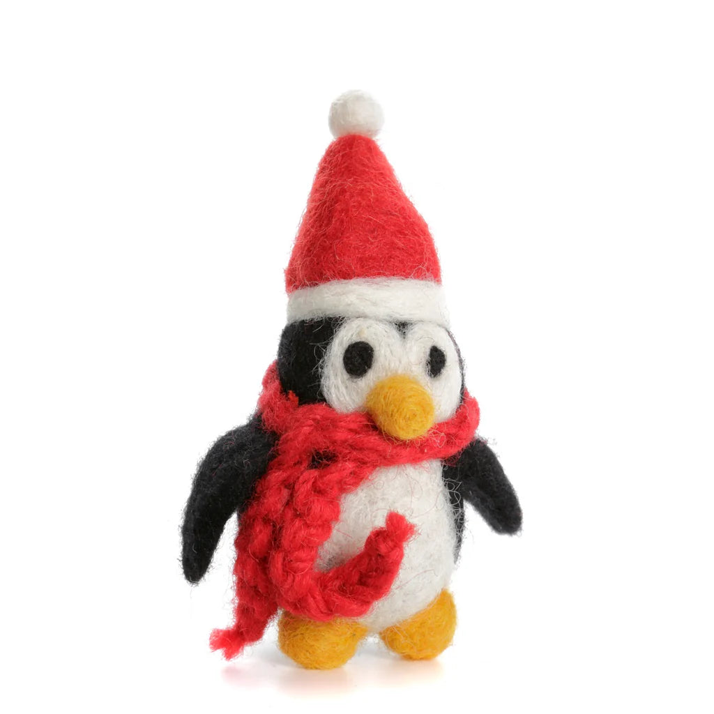 Small Black Penguin with hat and scarf