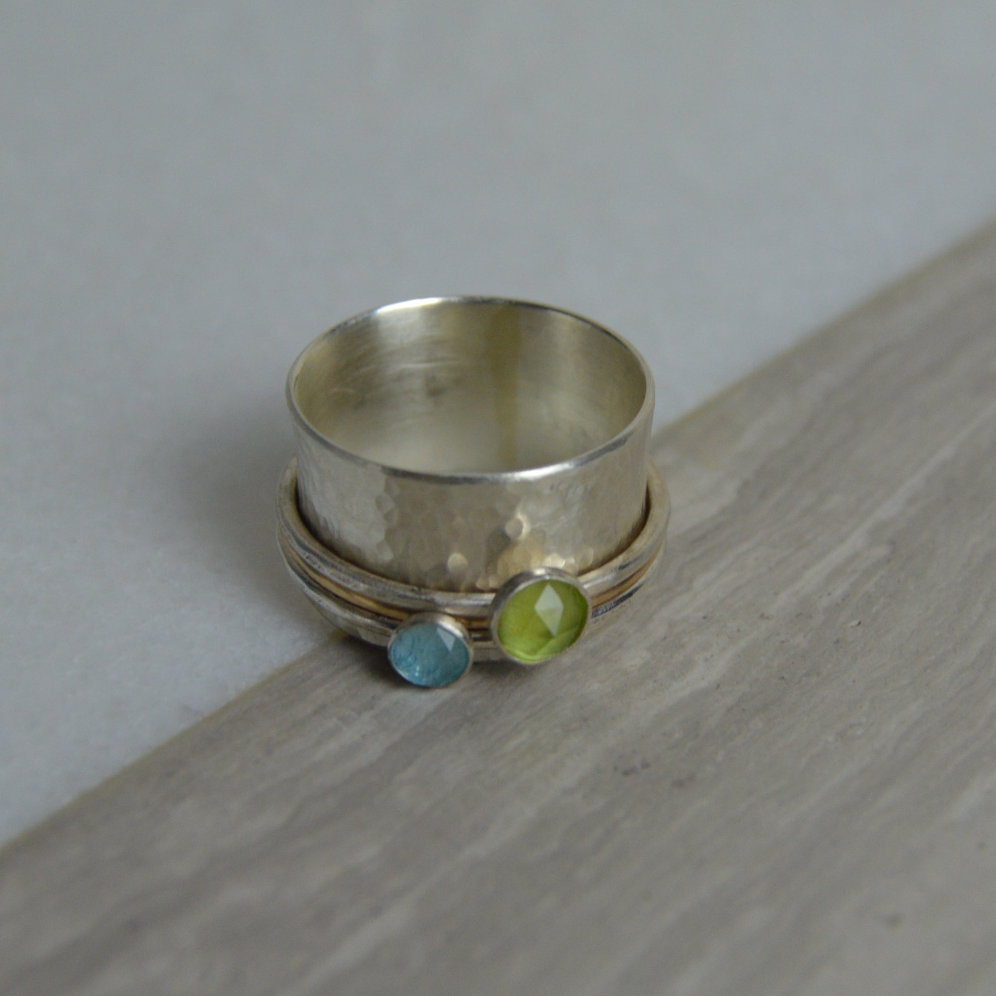 Peridot & Topaz Spinning Ring - Made to order - The Nancy Smillie Shop - Art, Jewellery & Designer Gifts Glasgow