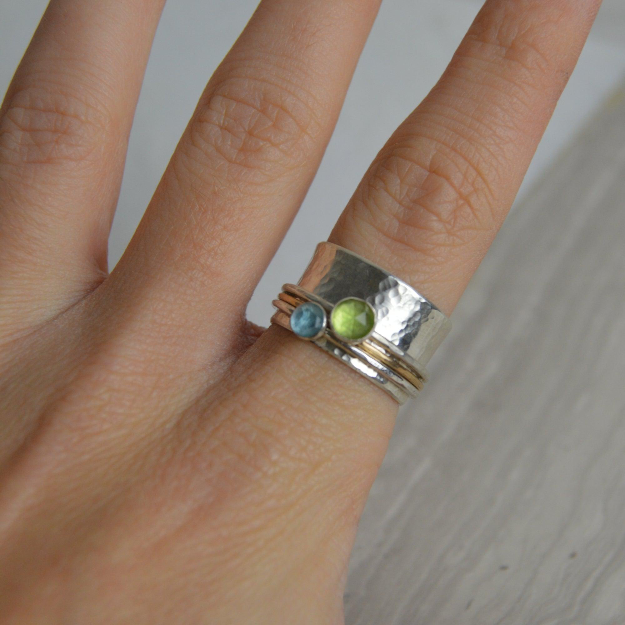 Peridot & Topaz Spinning Ring - Made to order - The Nancy Smillie Shop - Art, Jewellery & Designer Gifts Glasgow