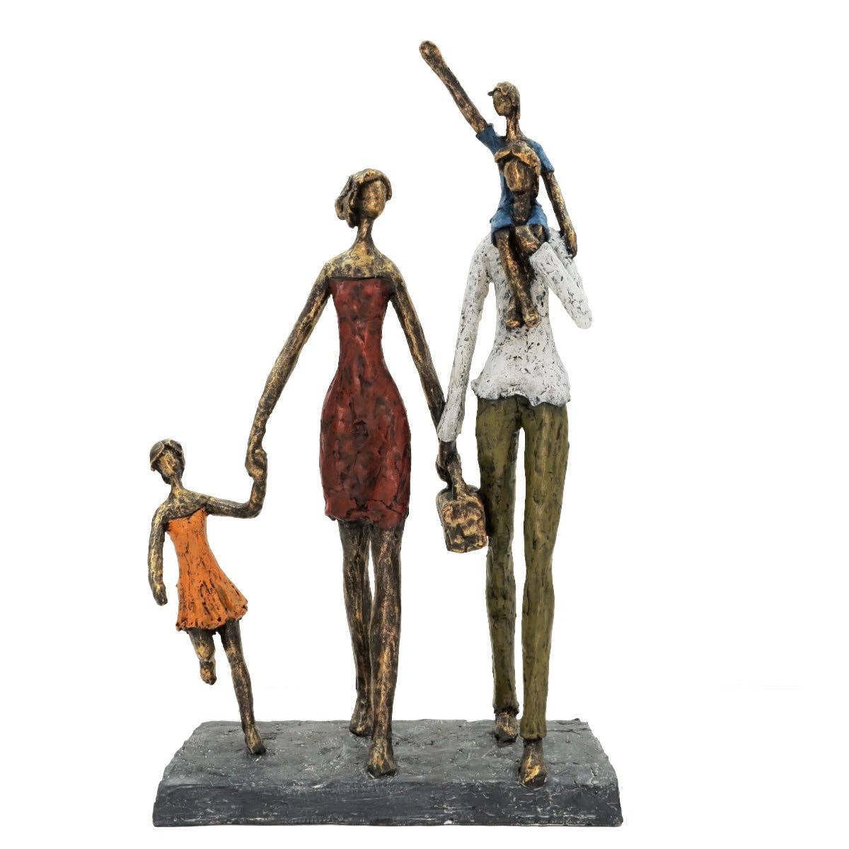 Stylized Picnic in the Park family figurine sculpture in earthy tones