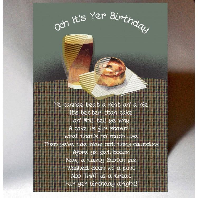 Pie And Pint Birthday Card - The Nancy Smillie Shop - Art, Jewellery & Designer Gifts Glasgow