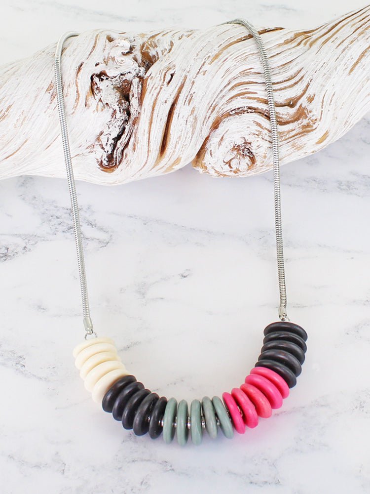 Pink Bone Disc Necklace - The Nancy Smillie Shop - Art, Jewellery & Designer Gifts Glasgow