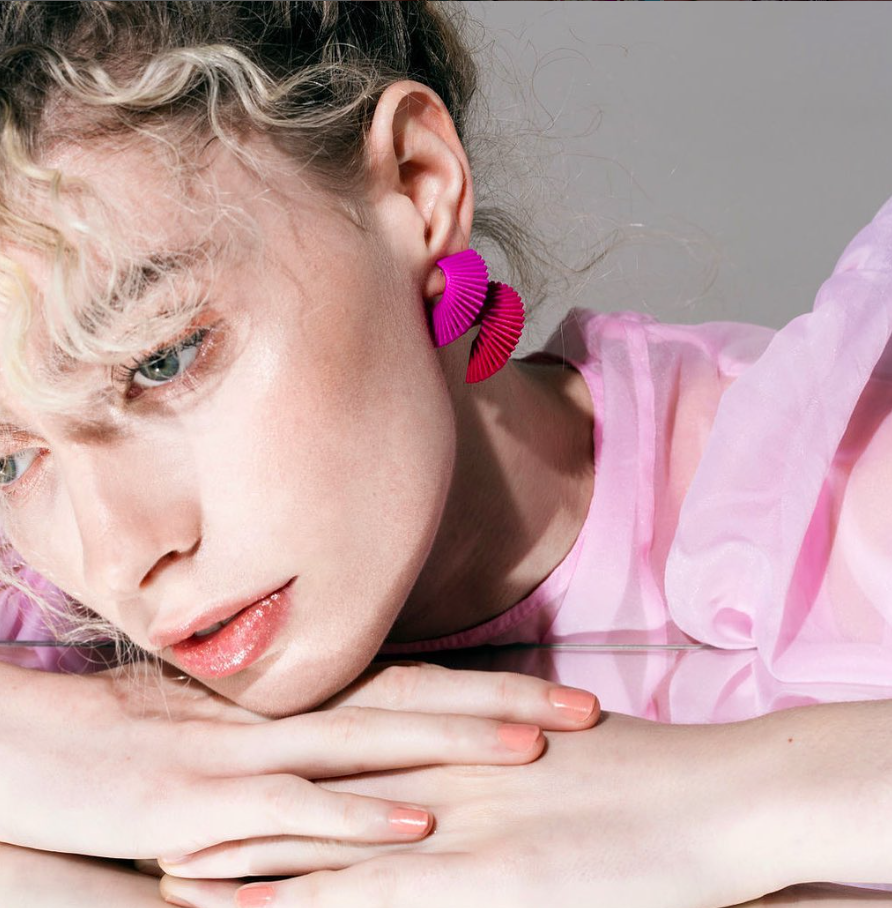 Pink Midi Helix Earrings - The Nancy Smillie Shop - Art, Jewellery & Designer Gifts Glasgow