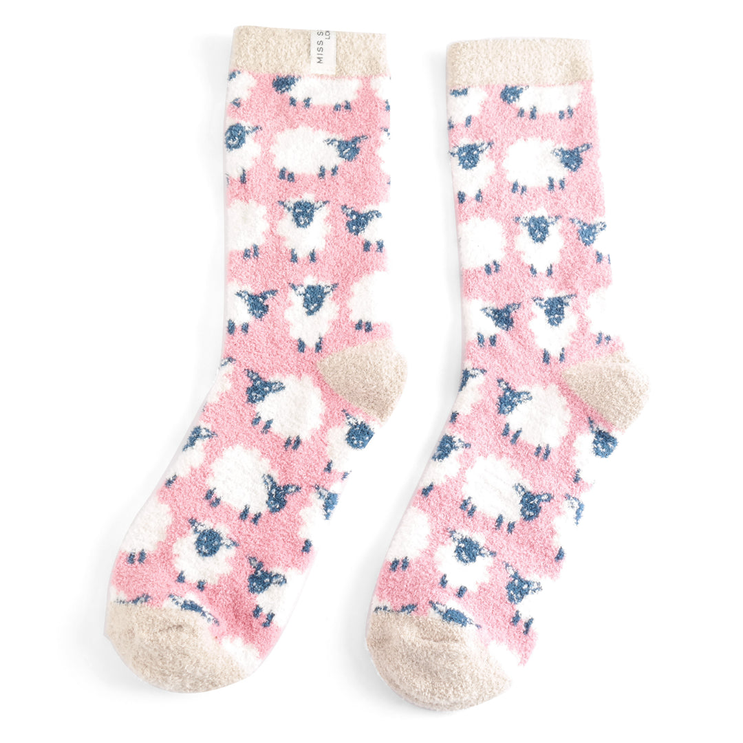 Pink Sheep Fluffy Socks